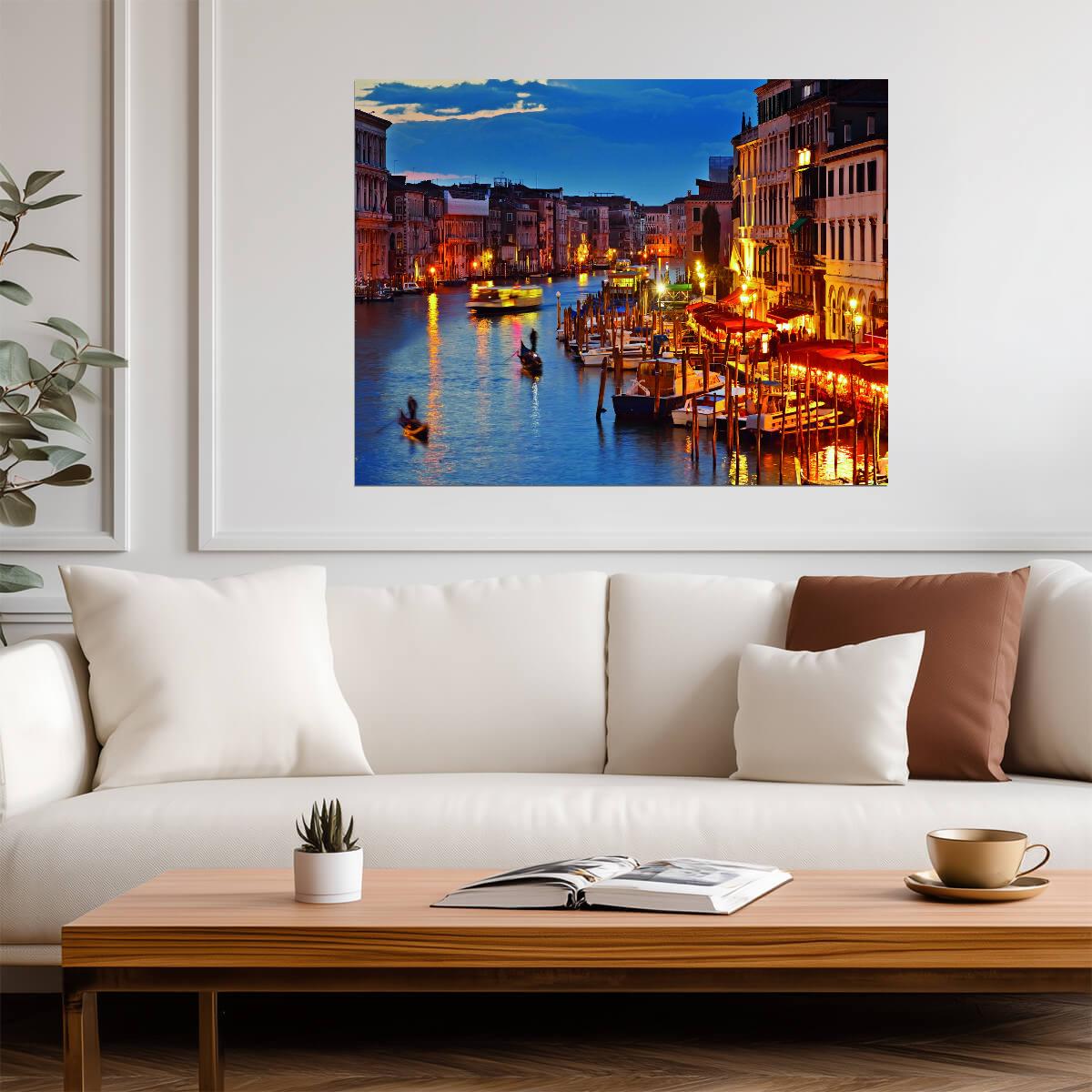 Venice Canal at Dusk | Romantic Cityscape Photography | Italy Travel Poster