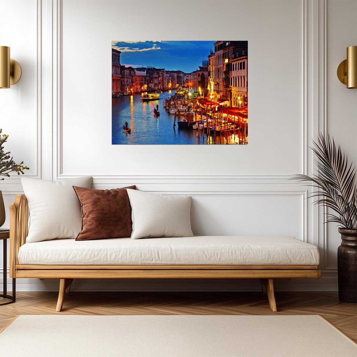 Venice Canal at Dusk | Romantic Cityscape Photography | Italy Travel Poster