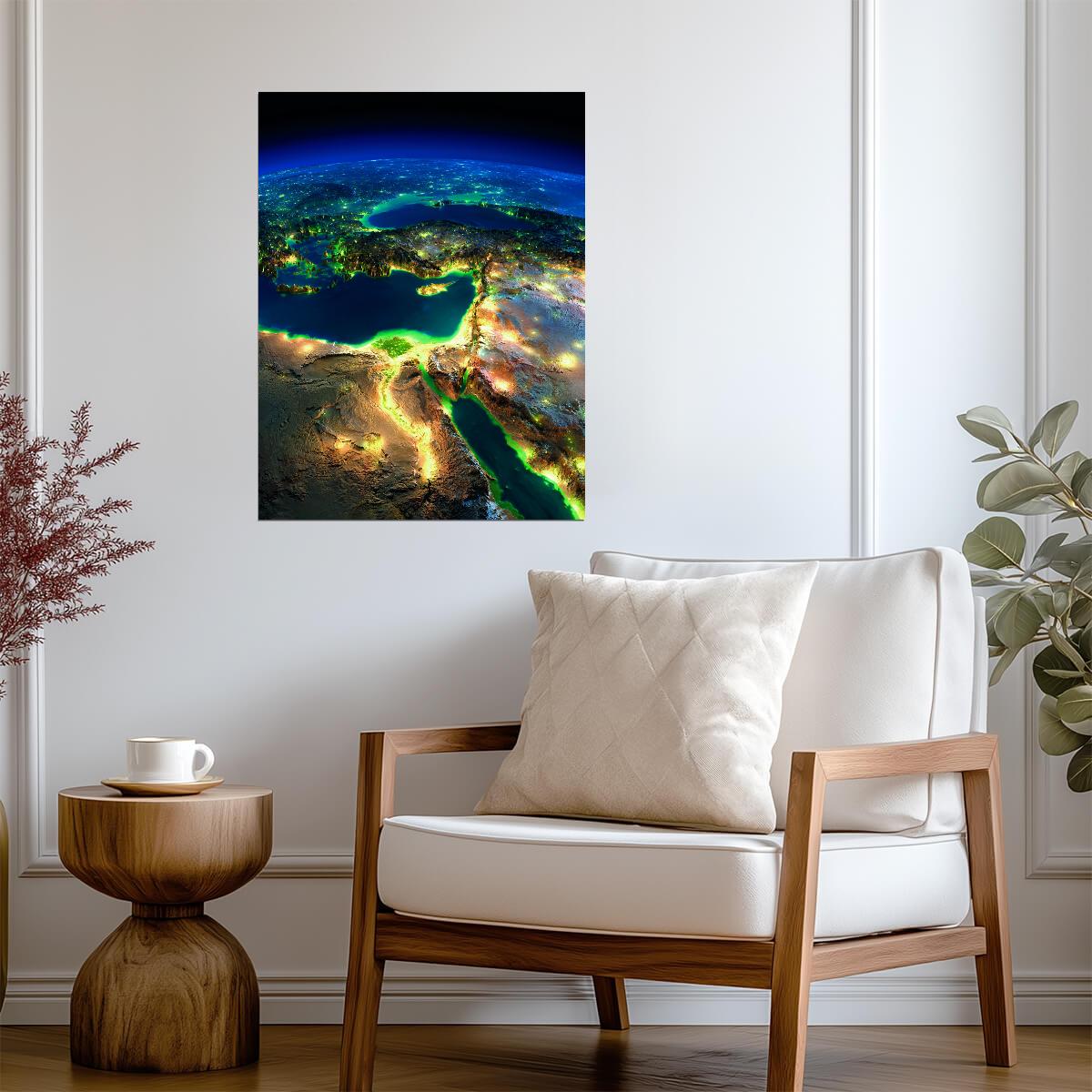 Earth from Space at Night | Planet Photography Print | Modern Astronomy Poster