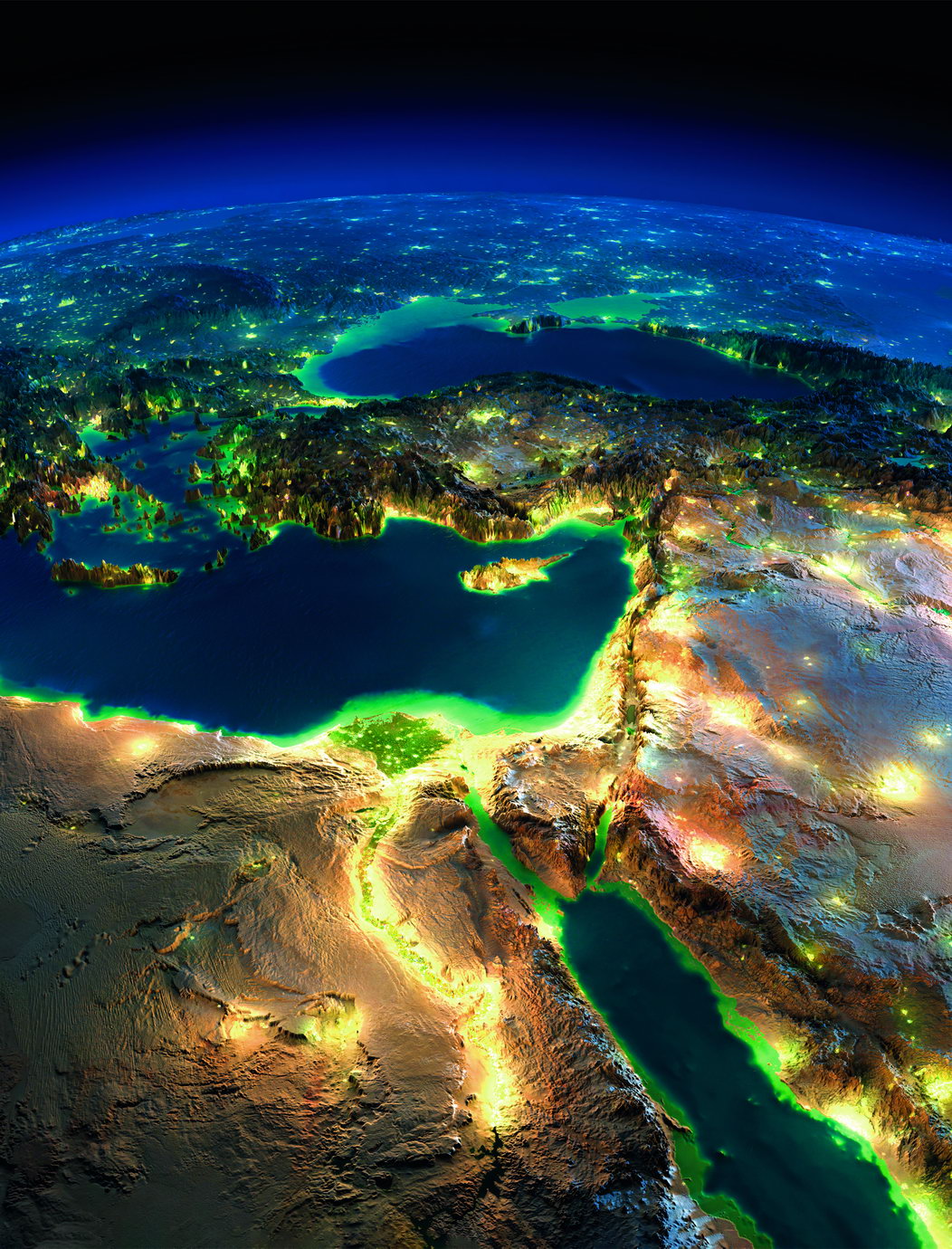 Earth from Space at Night | Planet Photography Print | Modern Astronomy Poster