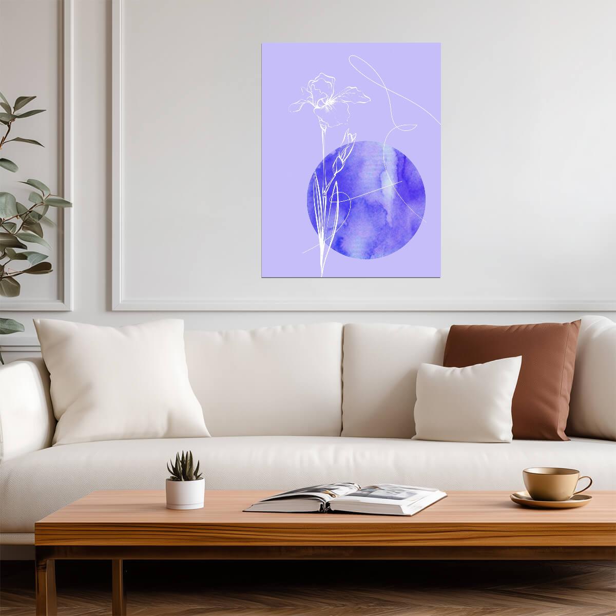 Abstract Botanical Line Art | Minimalist Floral Print | Modern Purple Wall Poster