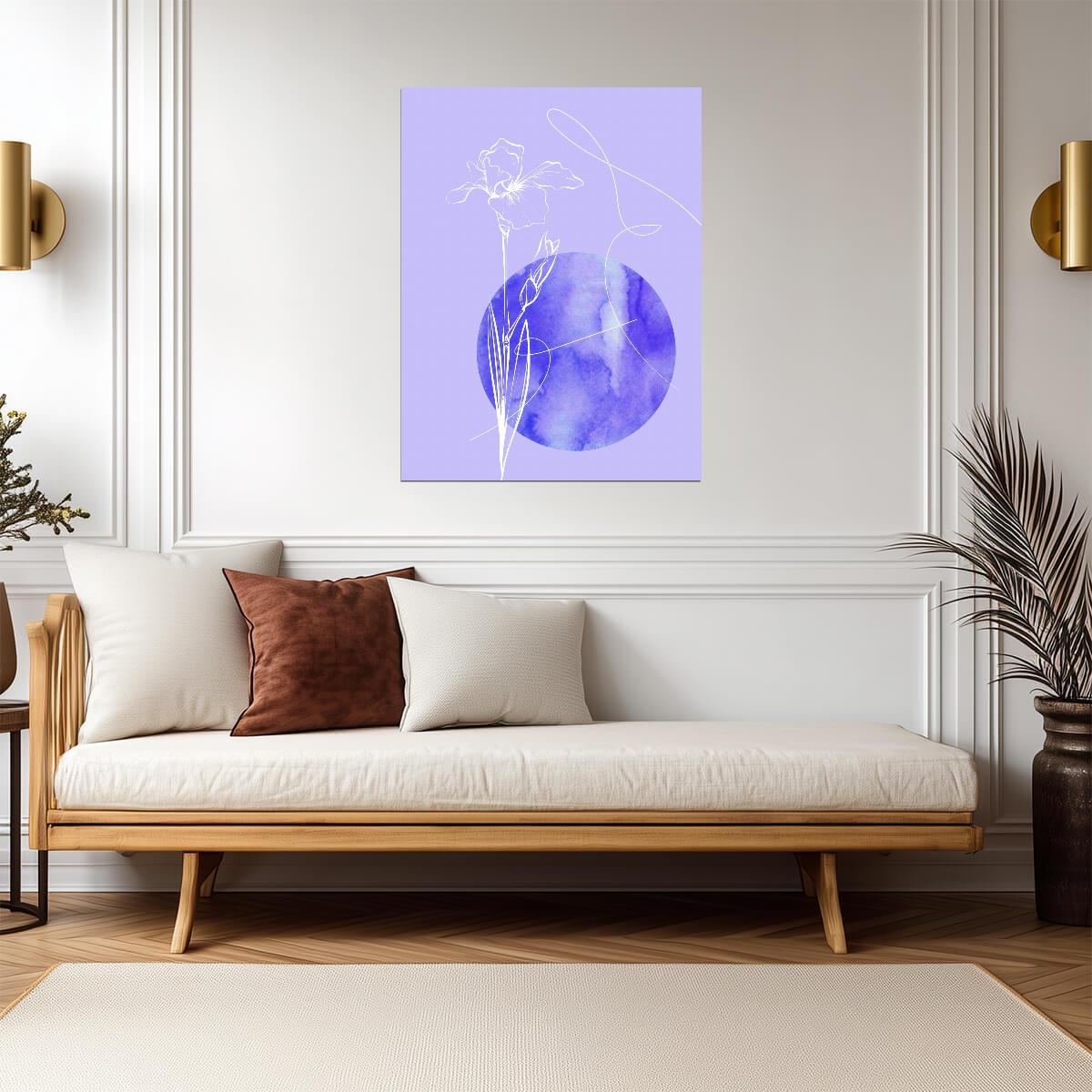 Abstract Botanical Line Art | Minimalist Floral Print | Modern Purple Wall Poster