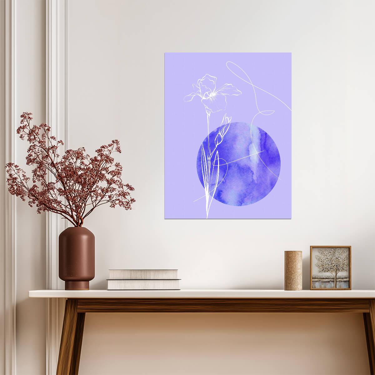 Abstract Botanical Line Art | Minimalist Floral Print | Modern Purple Wall Poster