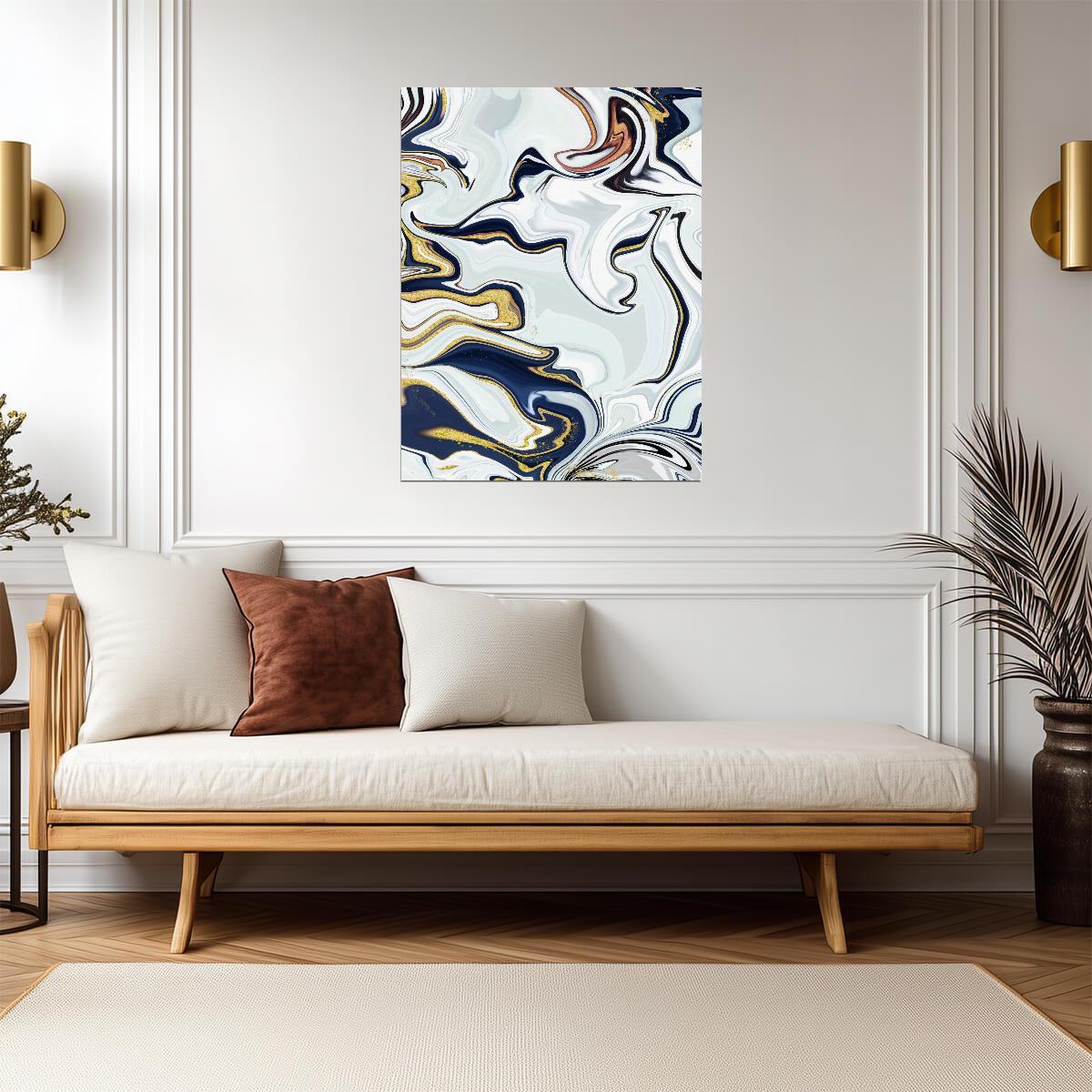 Abstract Marble Swirl | Elegant Fluid Art Print | Contemporary Modern Poster