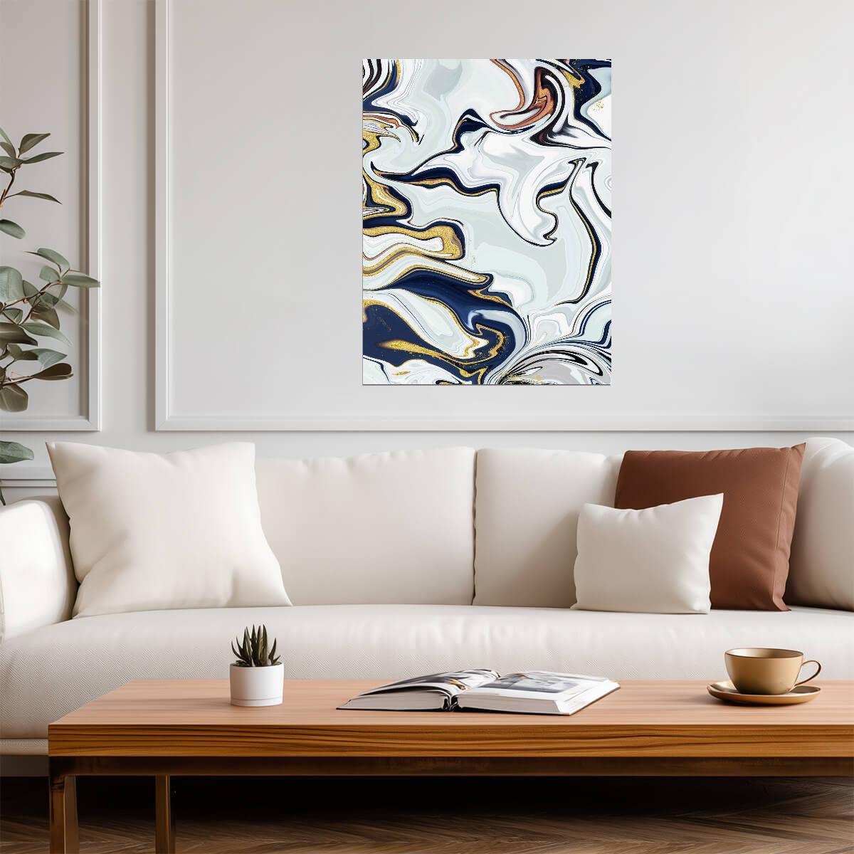 Abstract Marble Swirl | Elegant Fluid Art Print | Contemporary Modern Poster