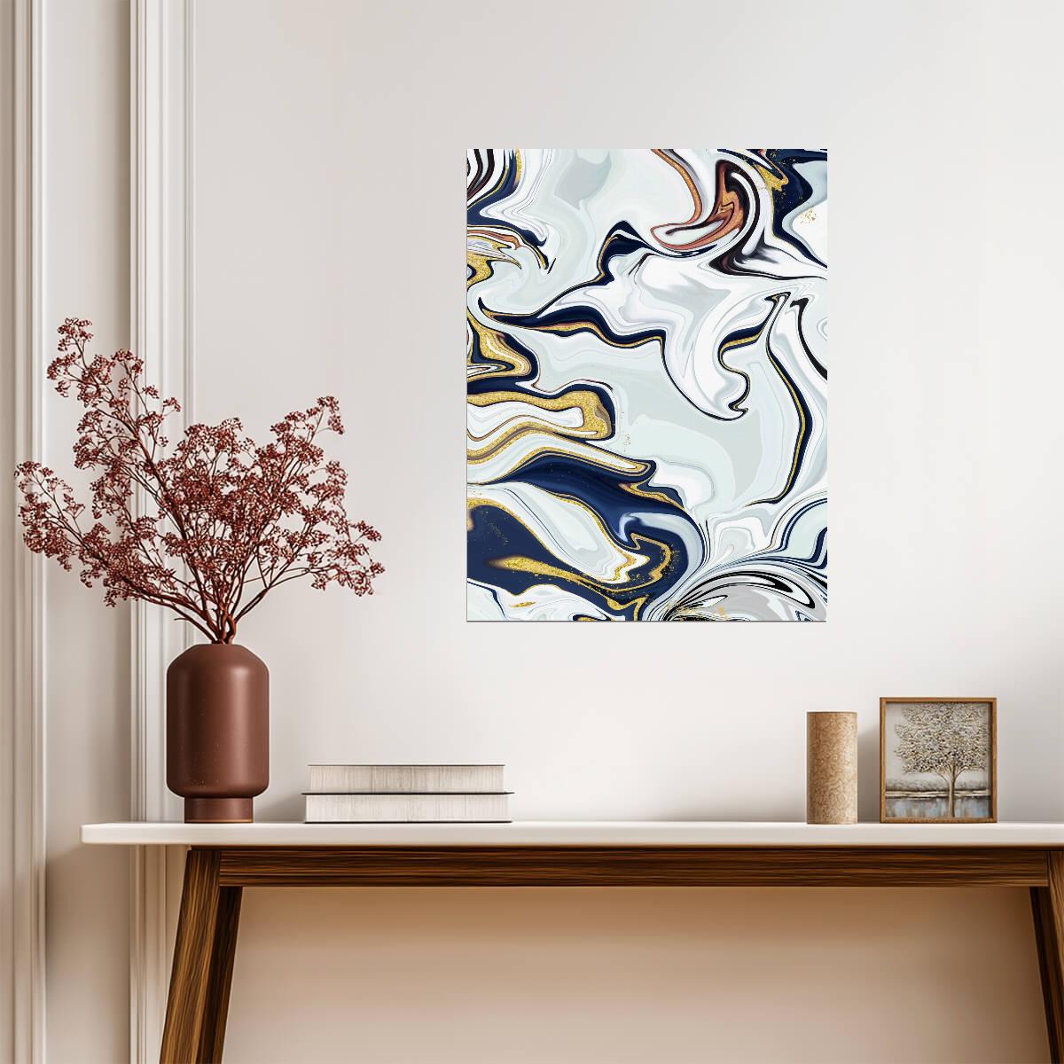 Abstract Marble Swirl | Elegant Fluid Art Print | Contemporary Modern Poster