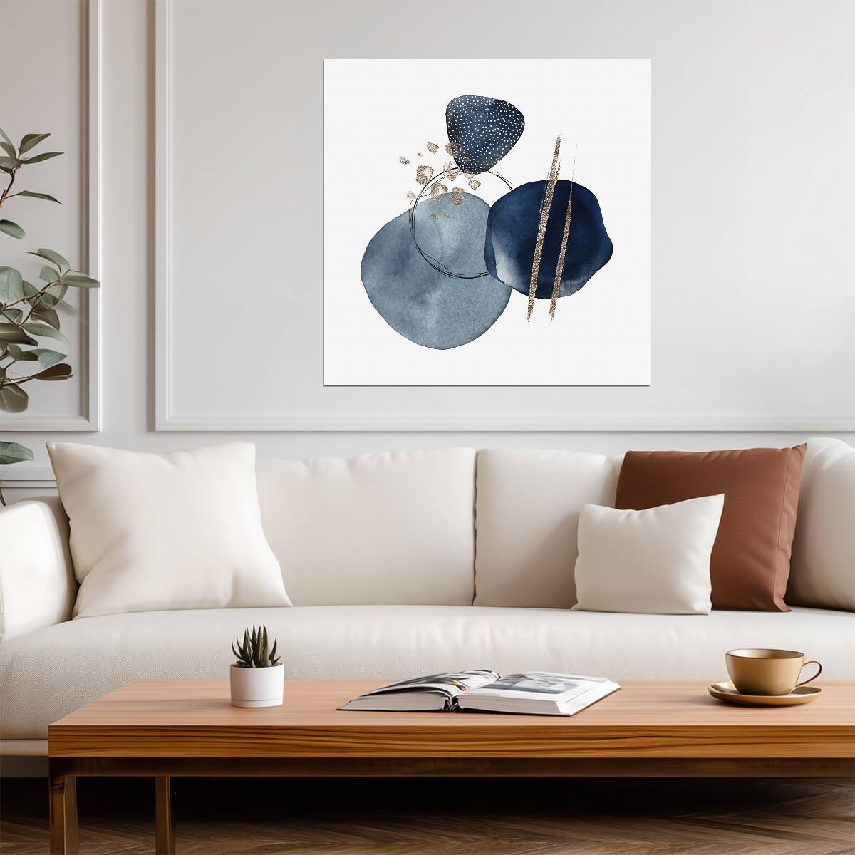 Abstract Blue Stones | Minimalist Geometric Art | Scandinavian Modern Poster