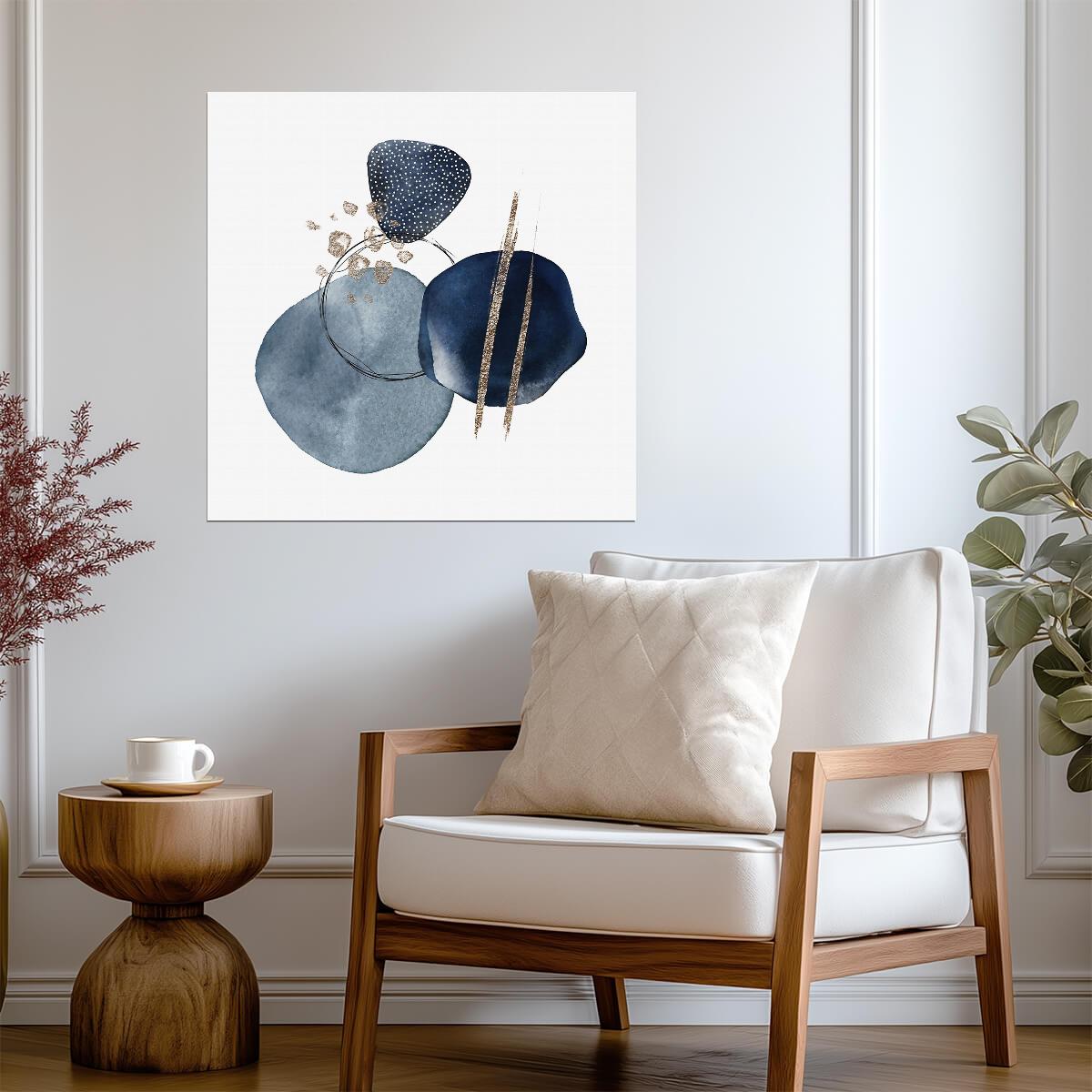Abstract Blue Stones | Minimalist Geometric Art | Scandinavian Modern Poster