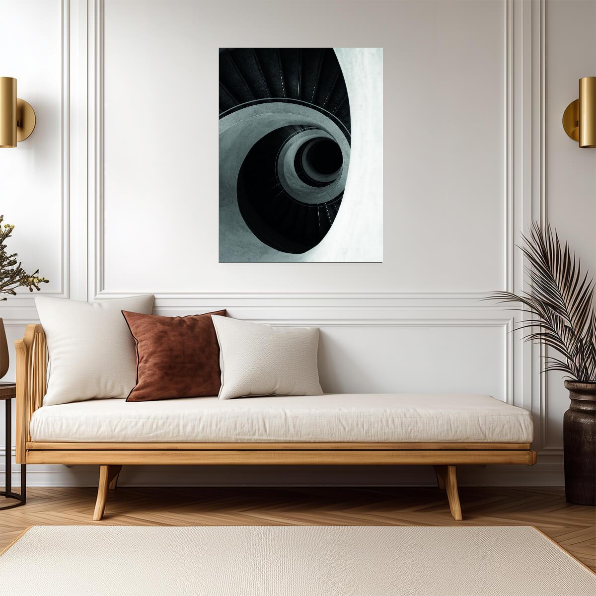 Abstract Spiral Architecture | Black and White Photography | Modern Minimalist Poster