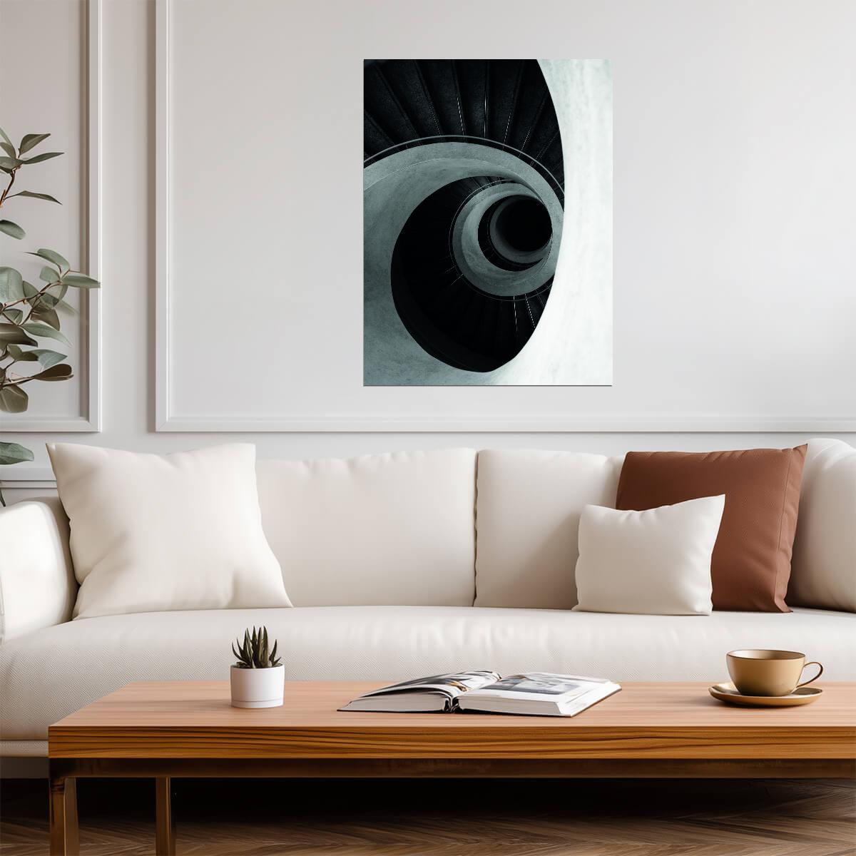 Abstract Spiral Architecture | Black and White Photography | Modern Minimalist Poster