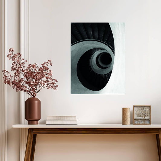 Abstract Spiral Architecture | Black and White Photography | Modern Minimalist Poster