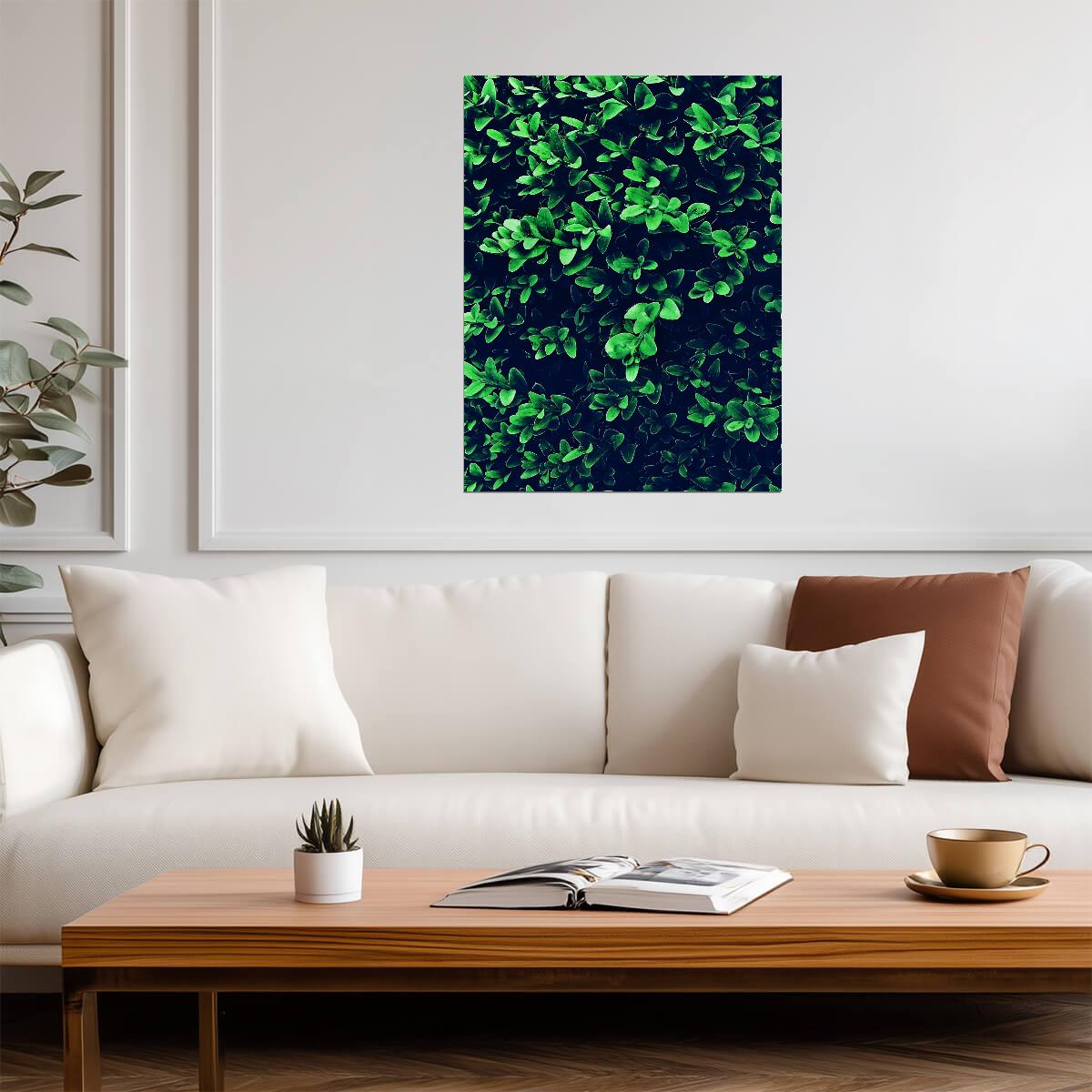 Lush Green Leaves Texture | Modern Botanical Photography | Nature Wall Poster