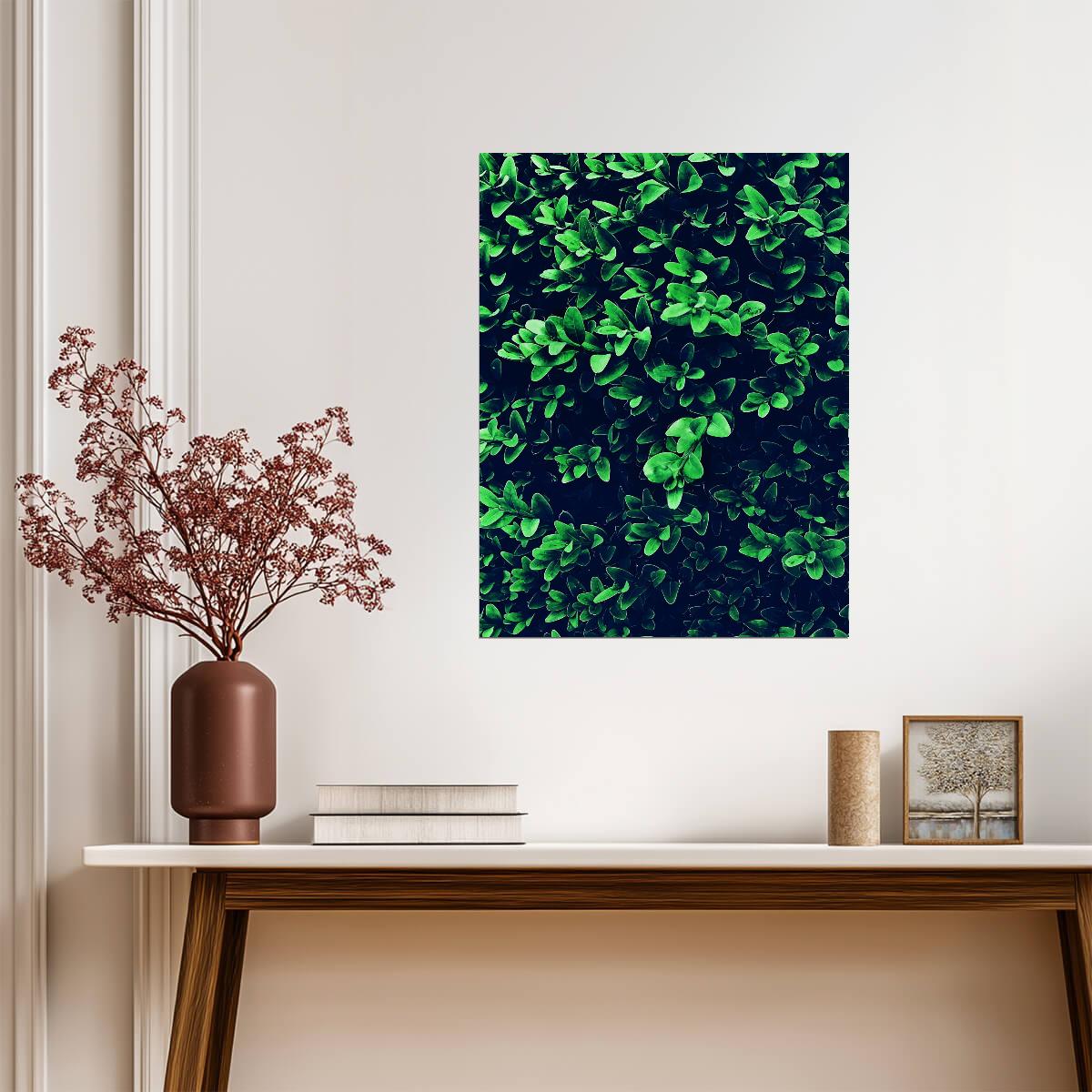 Lush Green Leaves Texture | Modern Botanical Photography | Nature Wall Poster