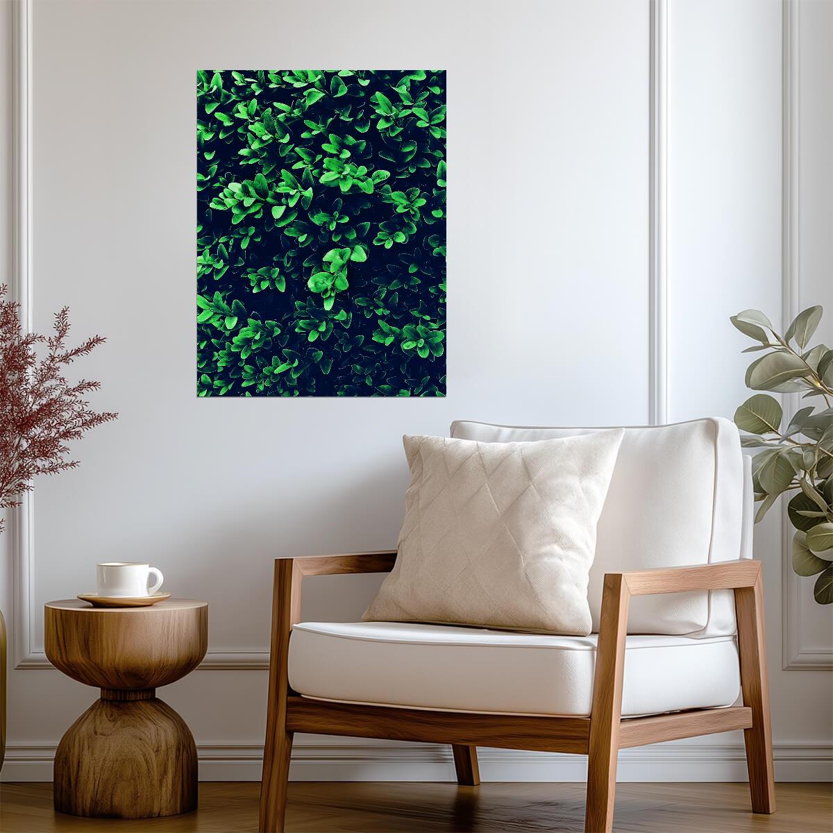 Lush Green Leaves Texture | Modern Botanical Photography | Nature Wall Poster