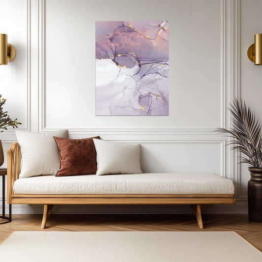 Abstract Purple and Gold Marble | Modern Fluid Art Print | Dreamy Wall Poster