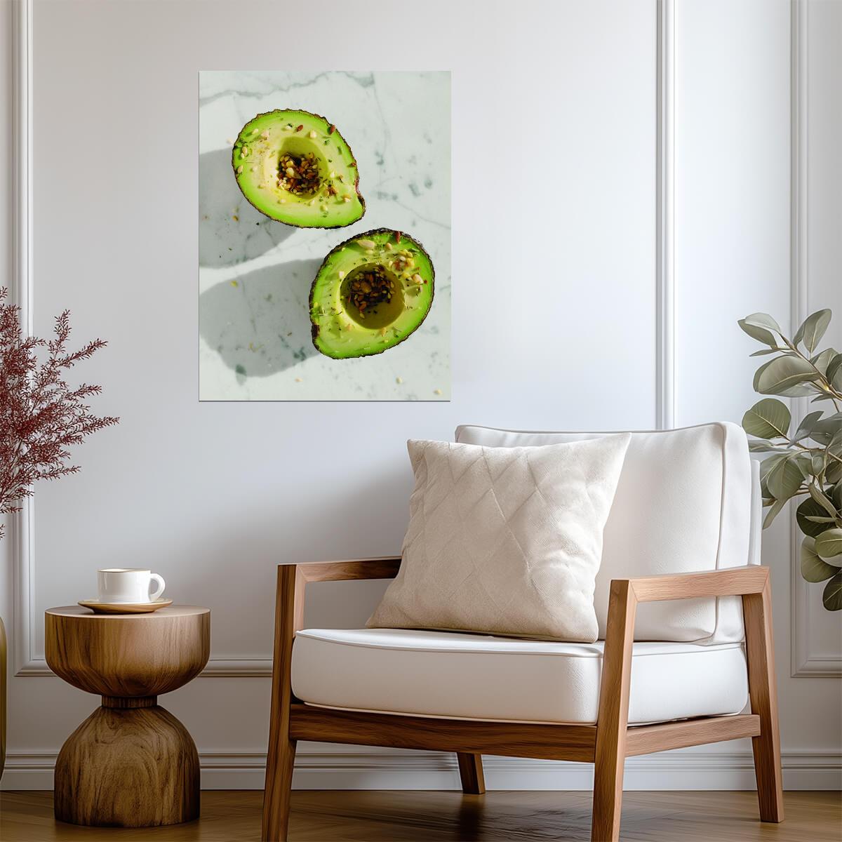 Avocado Still Life | Rustic Kitchen Photography | Healthy Food Wall Poster