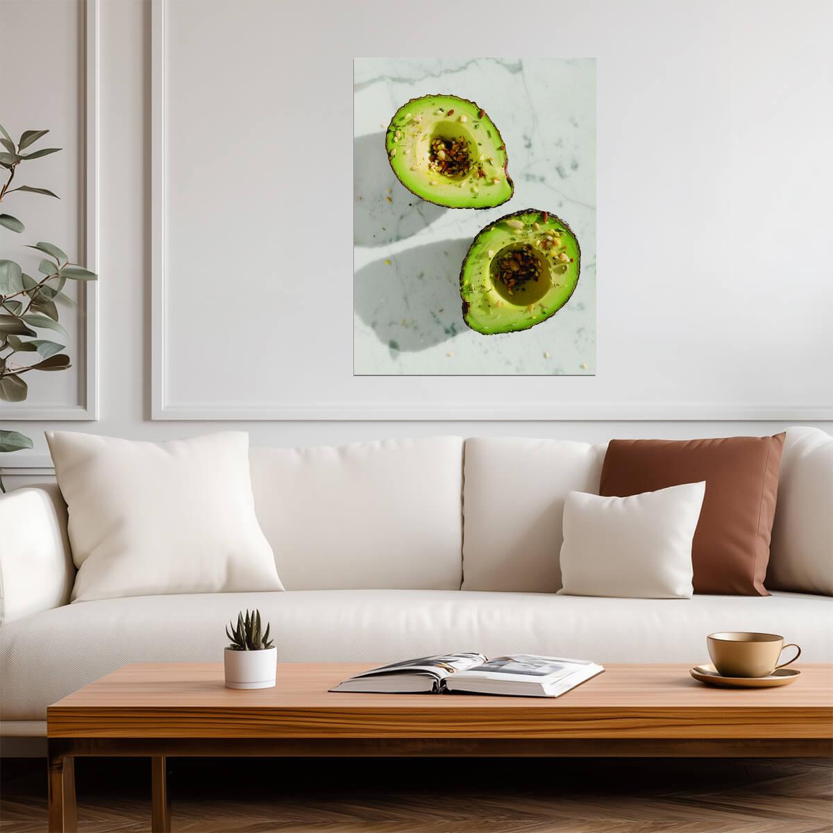 Avocado Still Life | Rustic Kitchen Photography | Healthy Food Wall Poster
