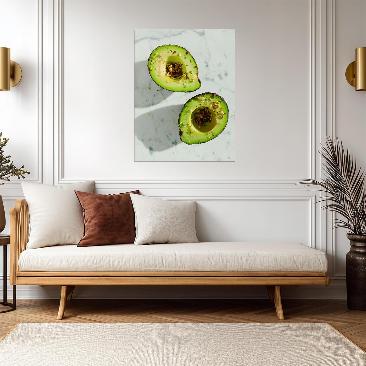 Avocado Still Life | Rustic Kitchen Photography | Healthy Food Wall Poster