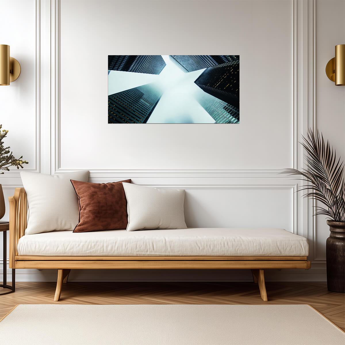 Abstract Skyscrapers | Modern Geometric Architecture | Urban Perspective Poster