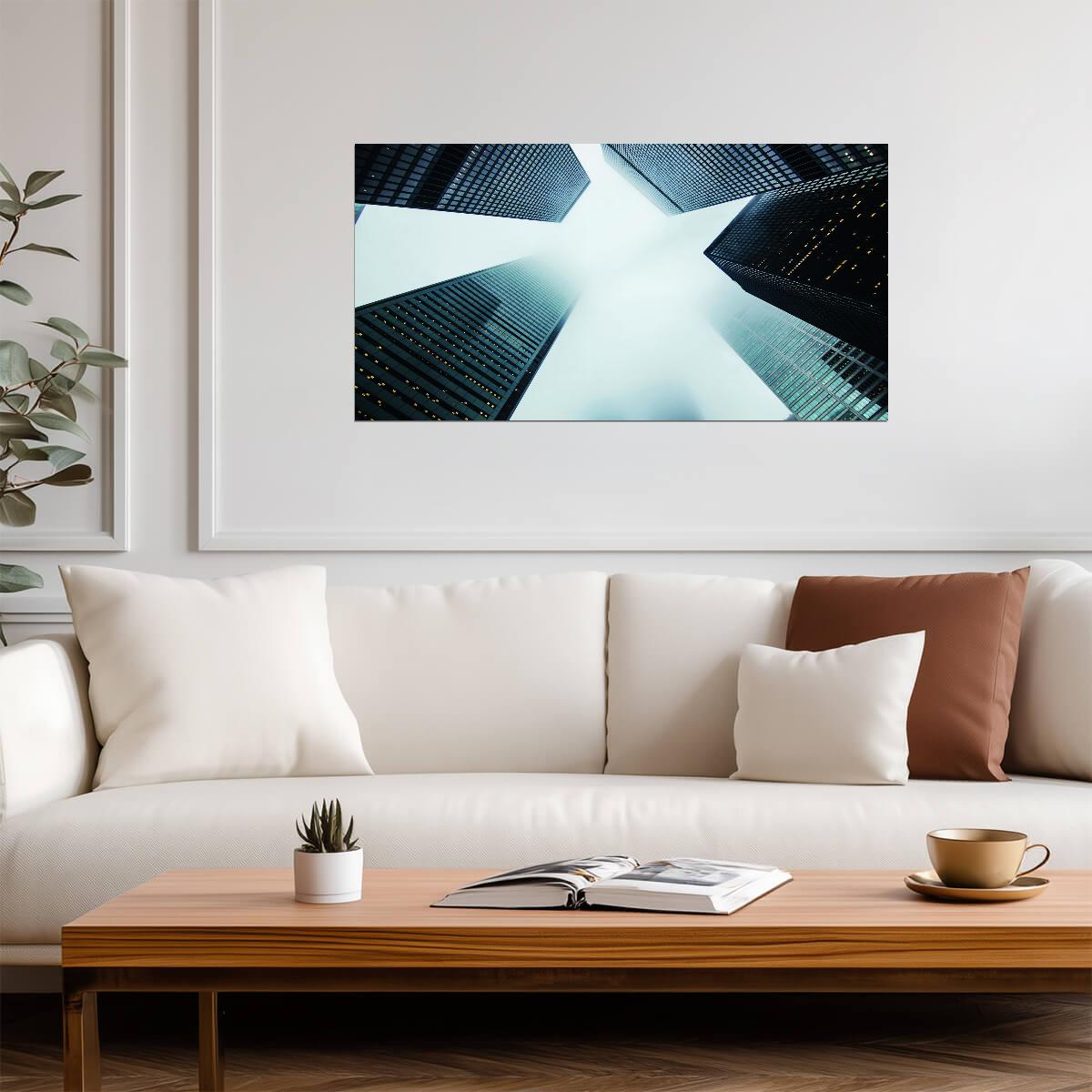 Abstract Skyscrapers | Modern Geometric Architecture | Urban Perspective Poster
