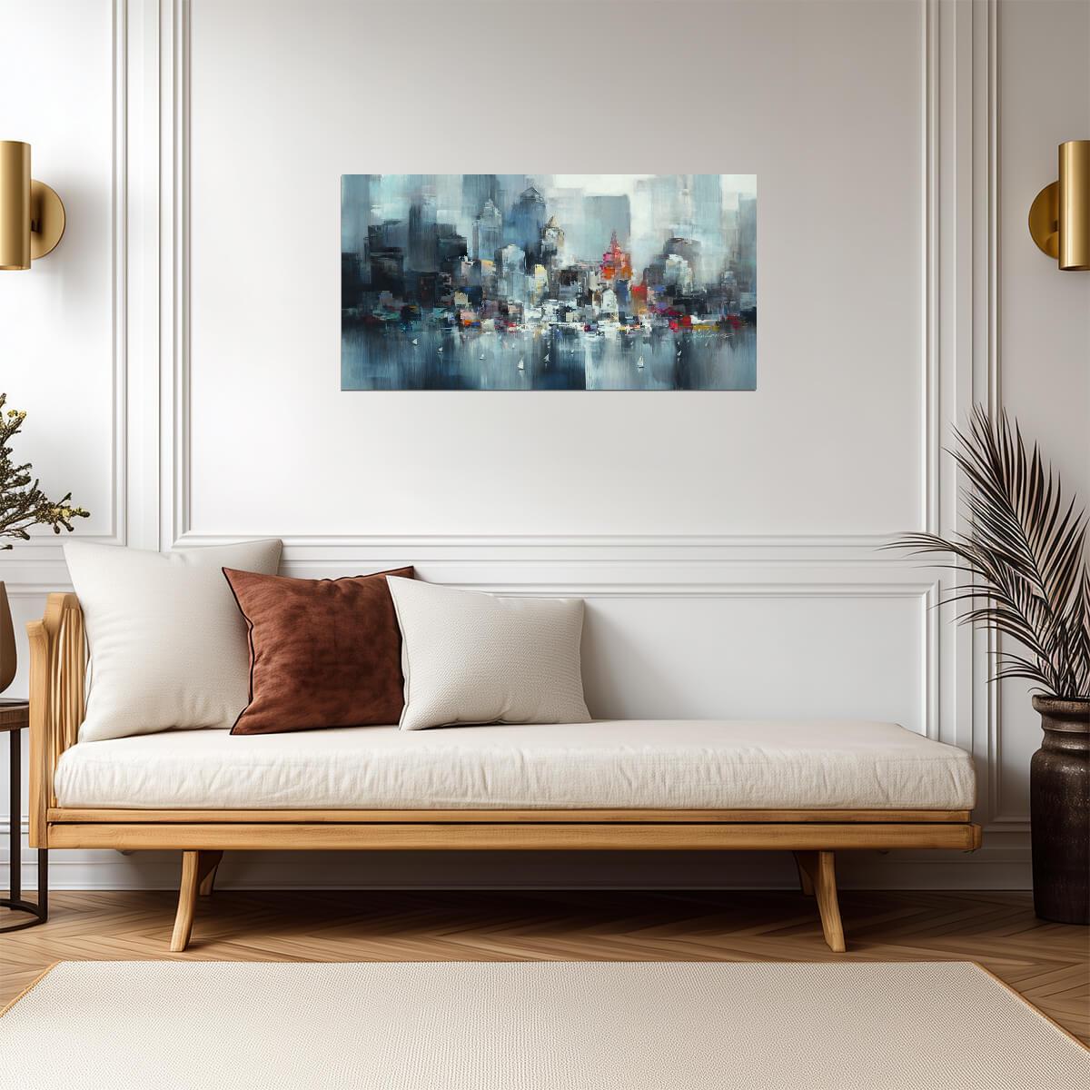 Abstract Cityscape | Modern Watercolor Art | Vibrant Urban Impressionist Poster