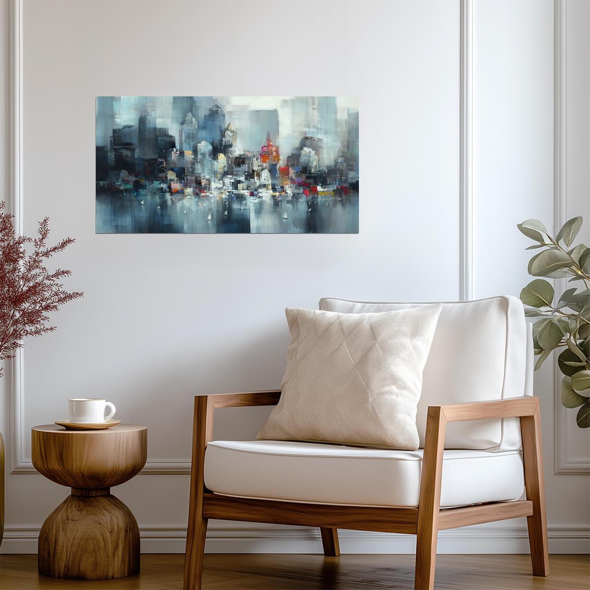 Abstract Cityscape | Modern Watercolor Art | Vibrant Urban Impressionist Poster