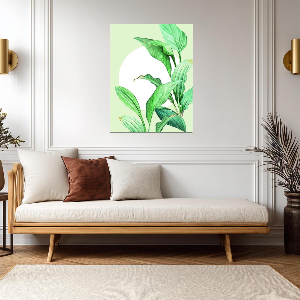 Green Botanical Leaf | Minimalist Nature Art Print | Fresh Plant Wall Poster