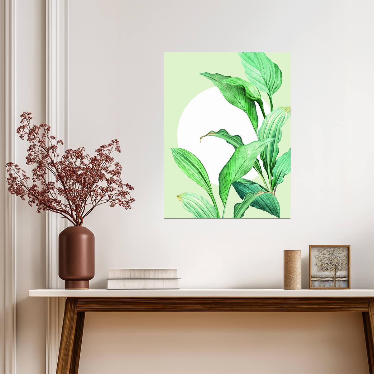 Green Botanical Leaf | Minimalist Nature Art Print | Fresh Plant Wall Poster