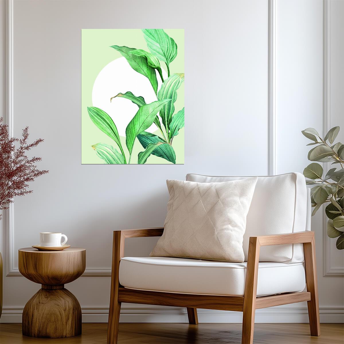 Green Botanical Leaf | Minimalist Nature Art Print | Fresh Plant Wall Poster