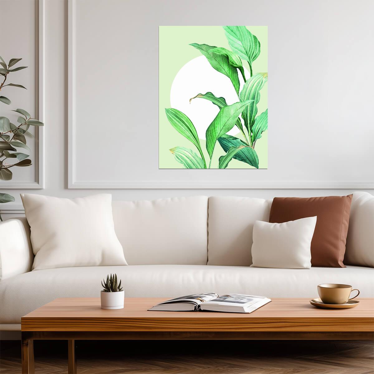 Green Botanical Leaf | Minimalist Nature Art Print | Fresh Plant Wall Poster