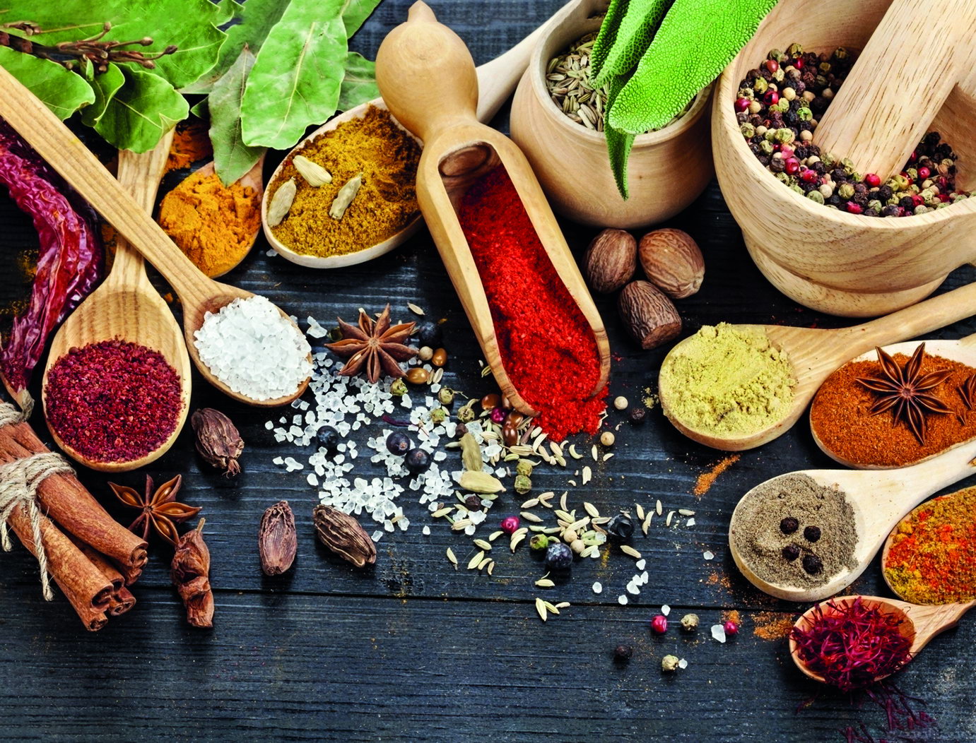 Spices and Herbs | Colorful Culinary Photography | Rustic Kitchen Poster
