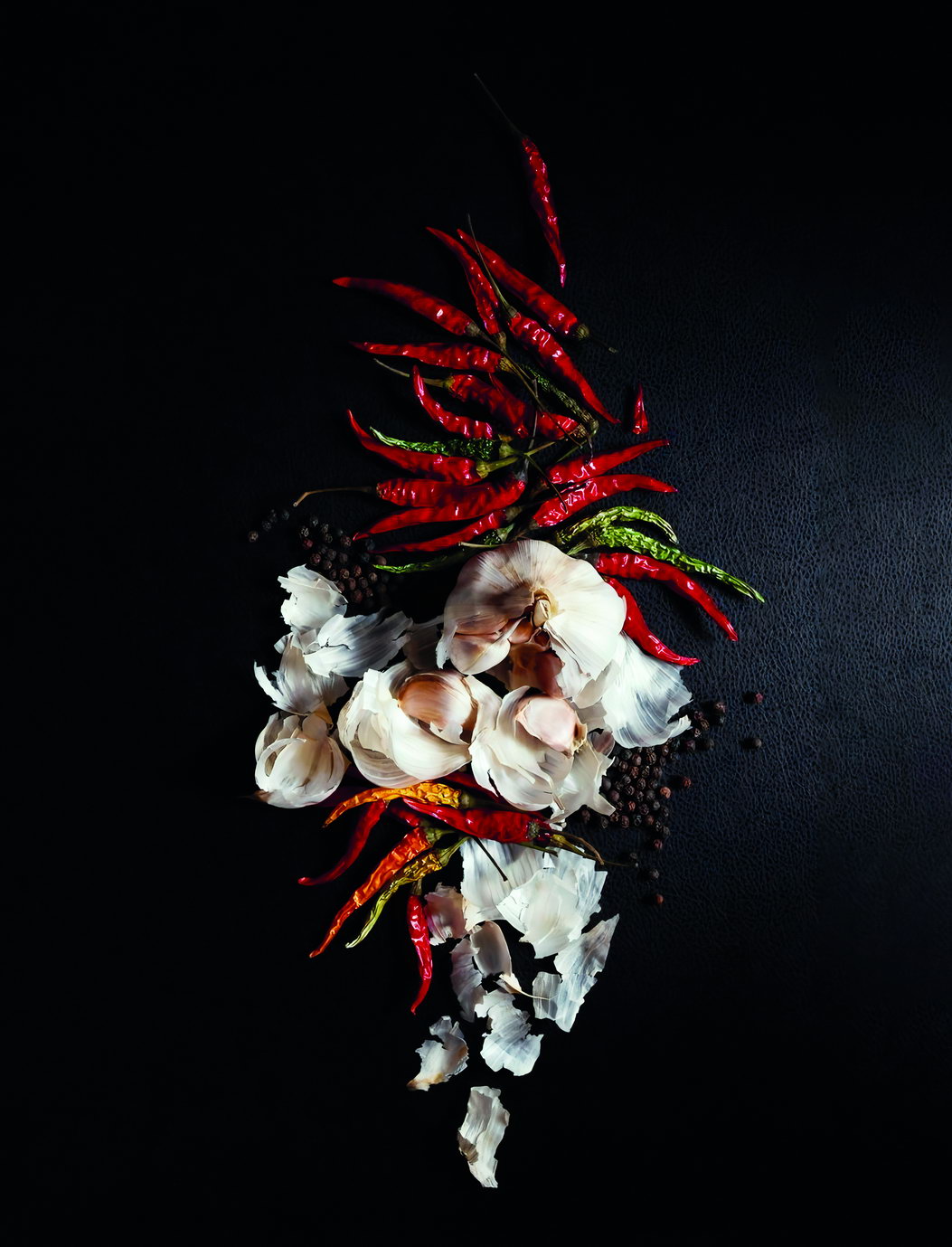 Chili Peppers and Garlic | Spicy Culinary Photography | Rustic Kitchen Poster