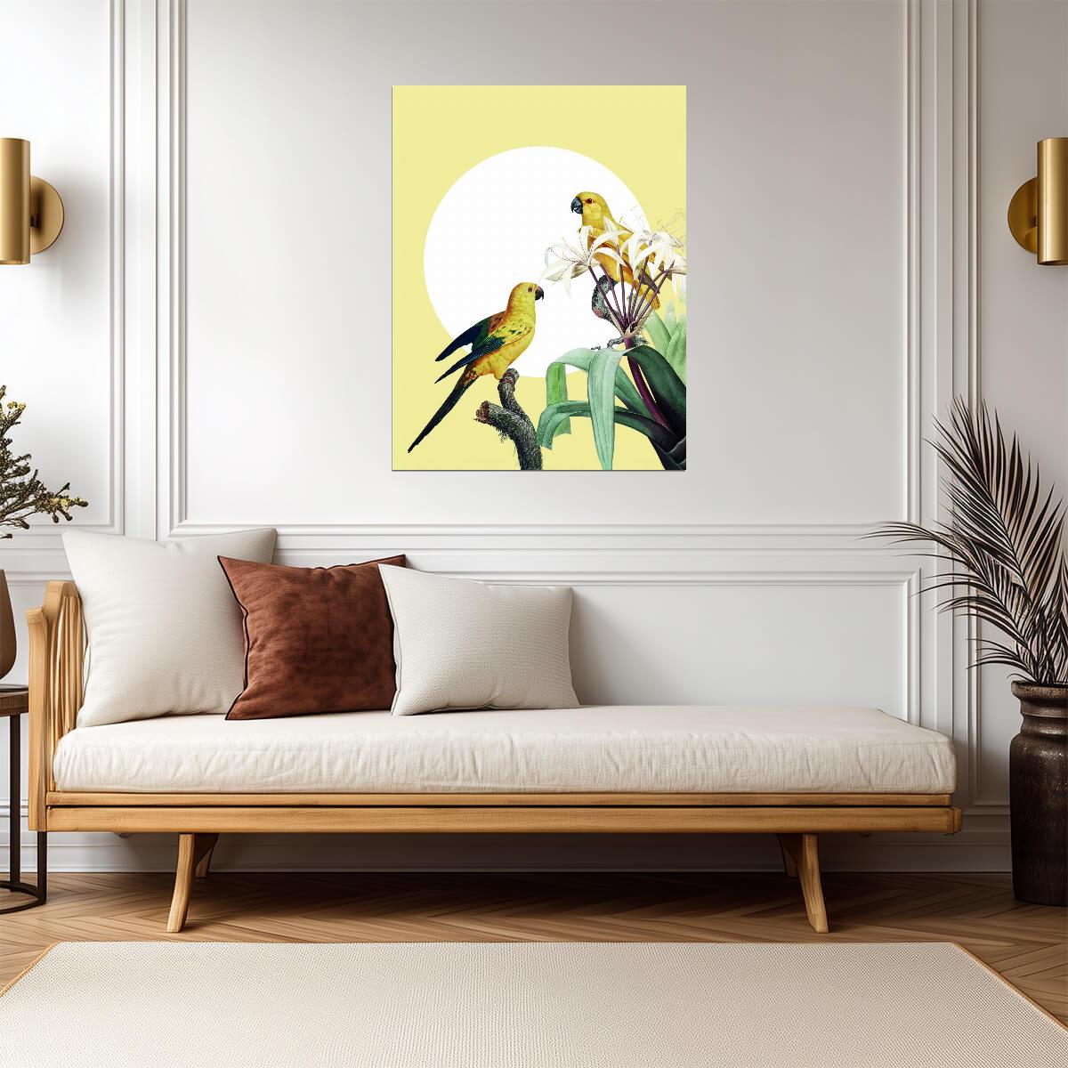 Vintage Yellow Macaw Illustration | Tropical Bird Art | Nature Drawing Poster