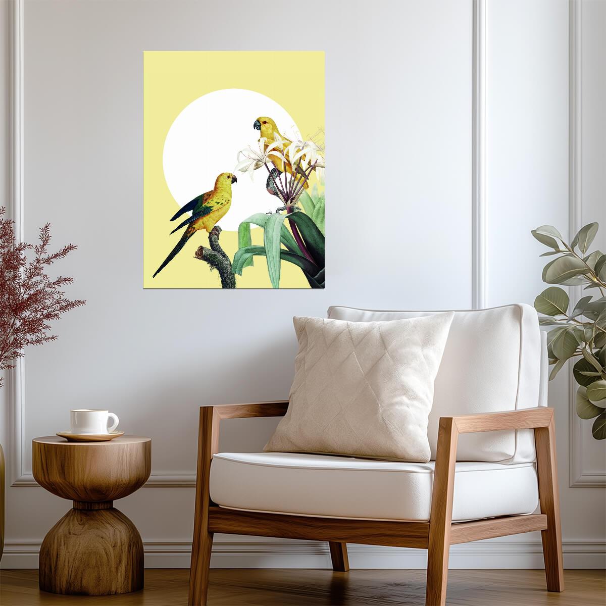 Vintage Yellow Macaw Illustration | Tropical Bird Art | Nature Drawing Poster
