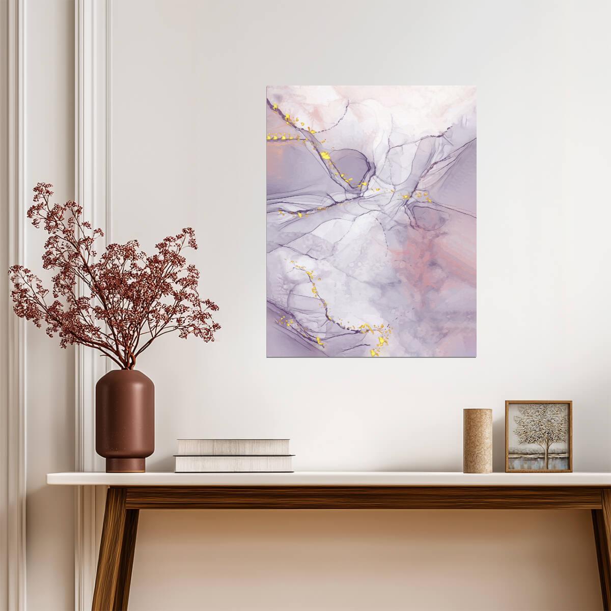 Dreamy Purple and Gold Marble | Abstract Art Print | Modern Texture Poster