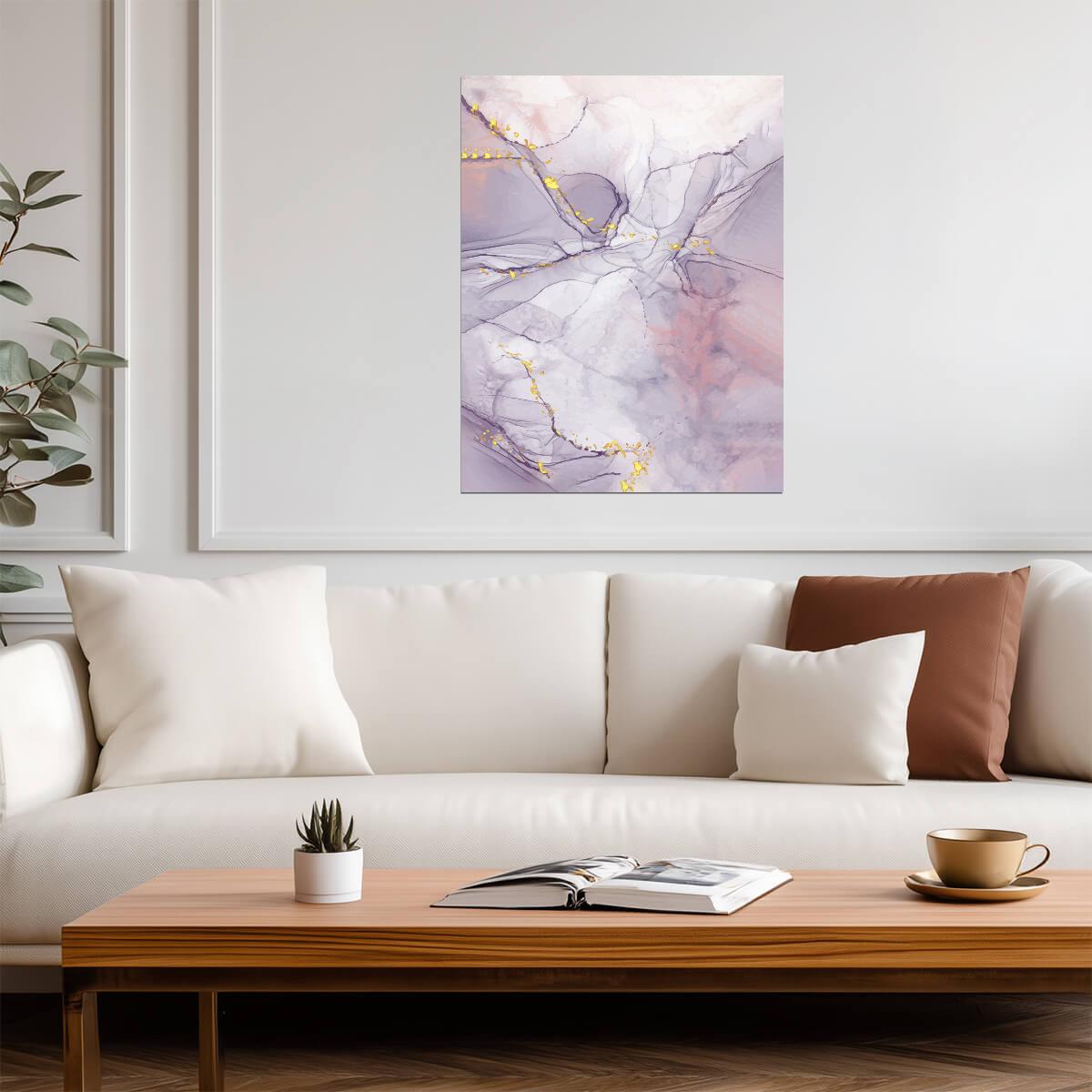 Dreamy Purple and Gold Marble | Abstract Art Print | Modern Texture Poster