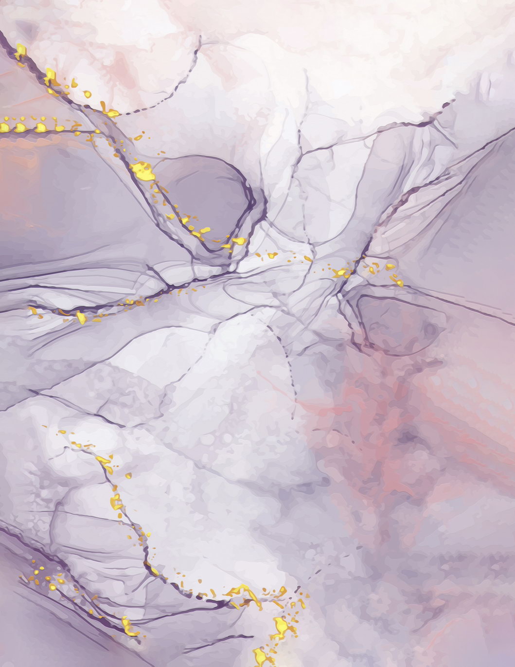 Dreamy Purple and Gold Marble | Abstract Art Print | Modern Texture Poster