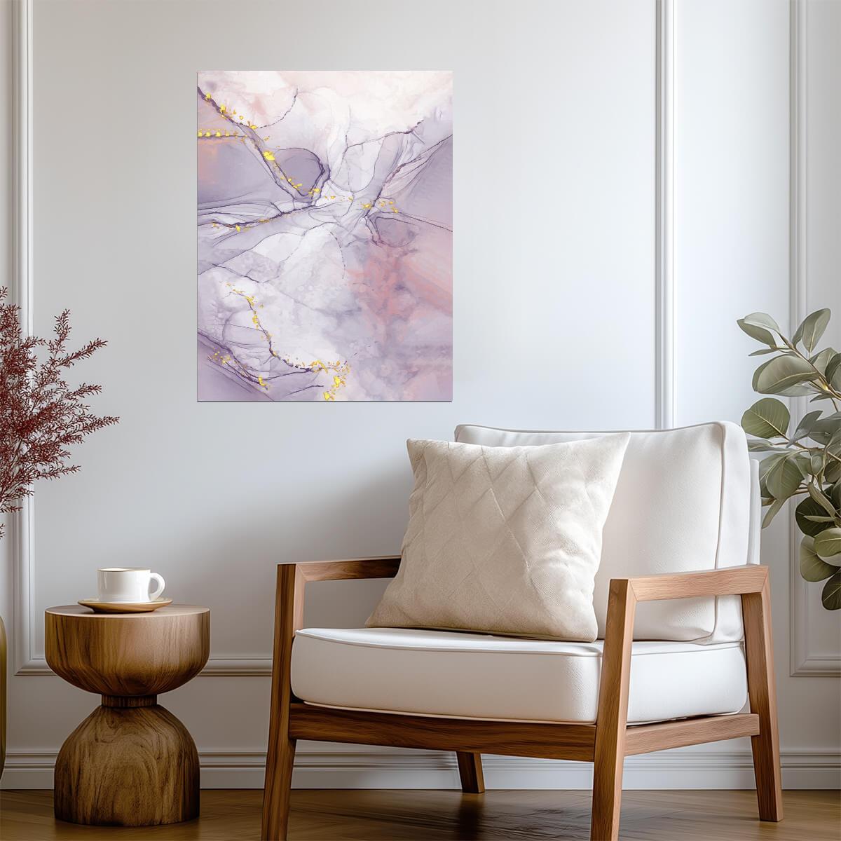 Dreamy Purple and Gold Marble | Abstract Art Print | Modern Texture Poster