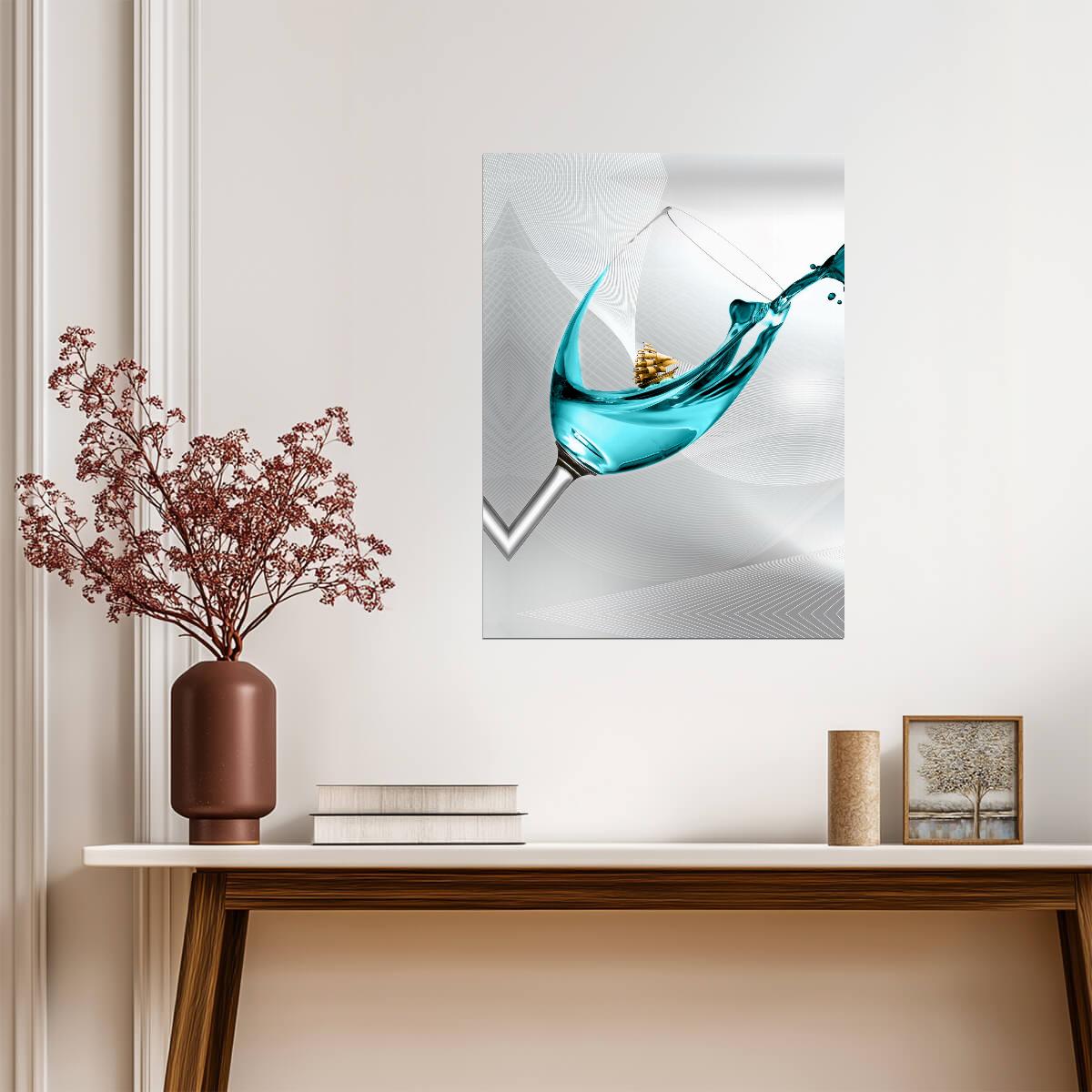 Elegant Glass Splash | Abstract Modern Art | Minimalist Liquid Poster