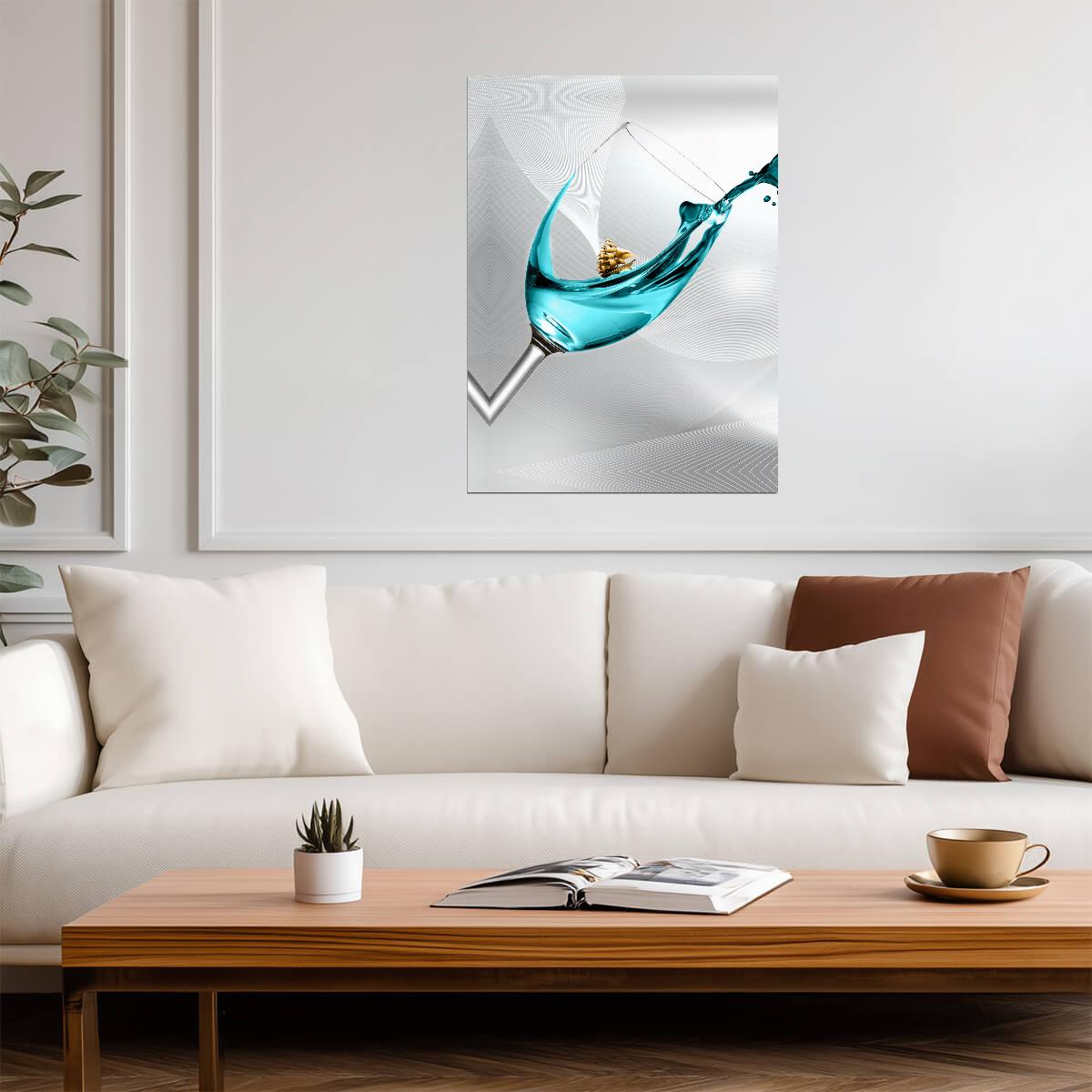 Elegant Glass Splash | Abstract Modern Art | Minimalist Liquid Poster