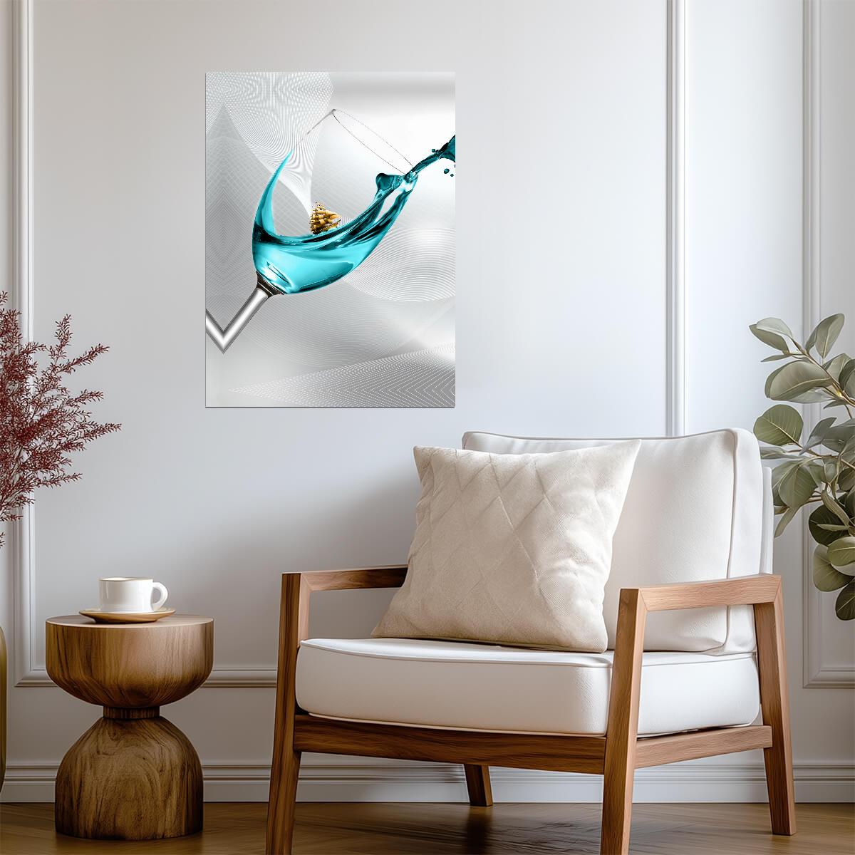 Elegant Glass Splash | Abstract Modern Art | Minimalist Liquid Poster