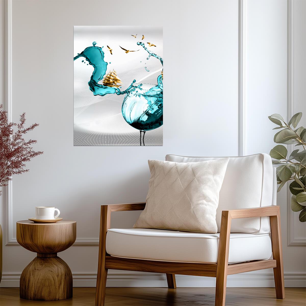 Dynamic Water Splash | Abstract Liquid Art | Contemporary Wall Poster