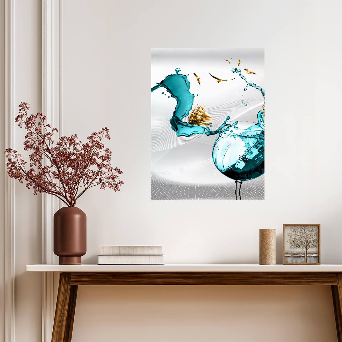 Dynamic Water Splash | Abstract Liquid Art | Contemporary Wall Poster