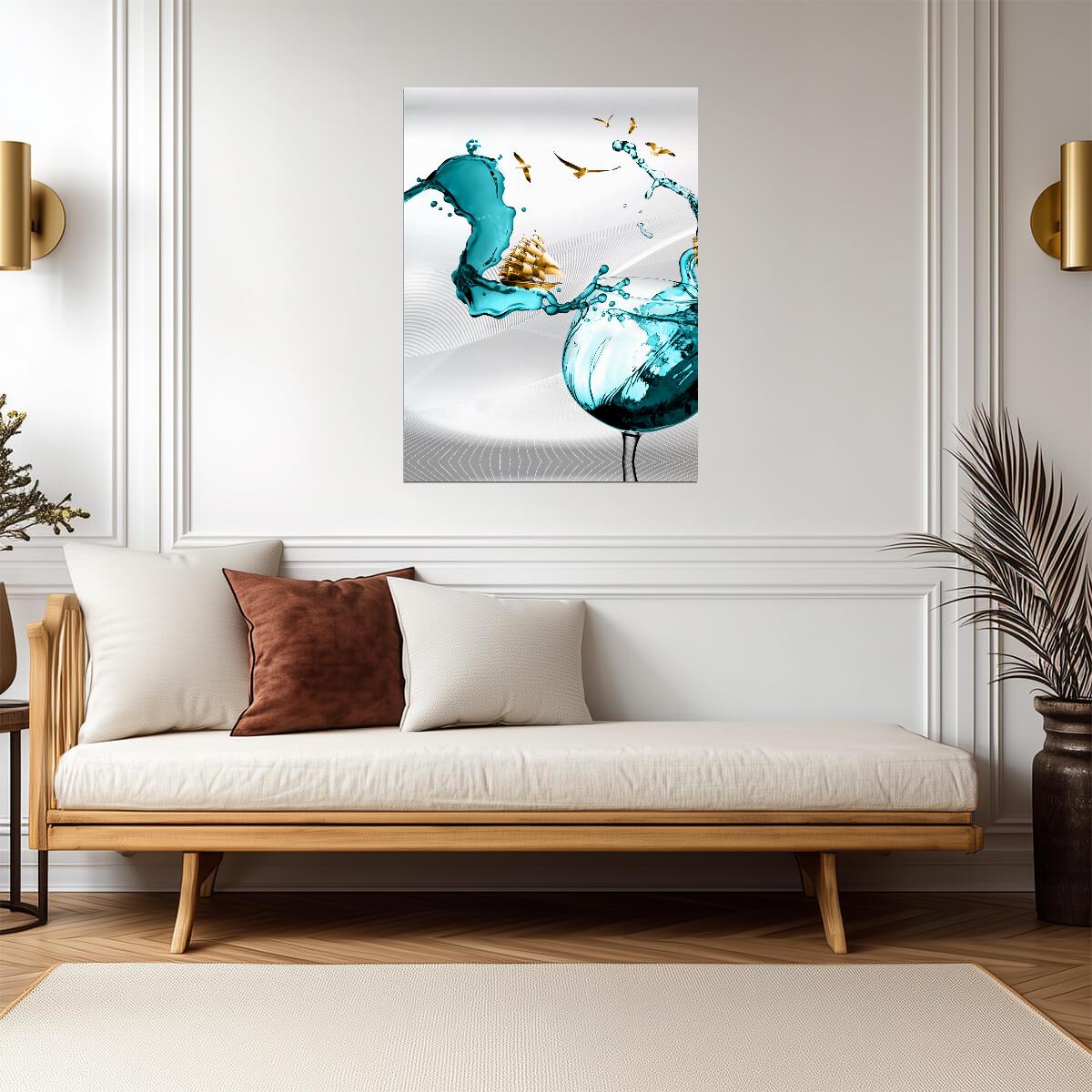 Dynamic Water Splash | Abstract Liquid Art | Contemporary Wall Poster