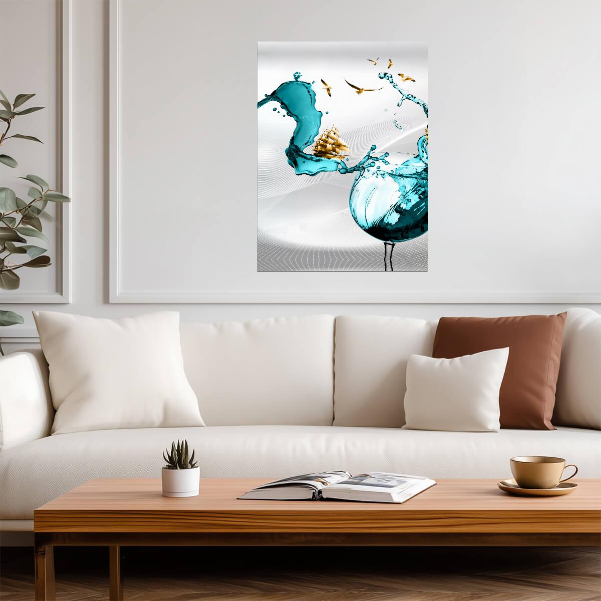 Dynamic Water Splash | Abstract Liquid Art | Contemporary Wall Poster