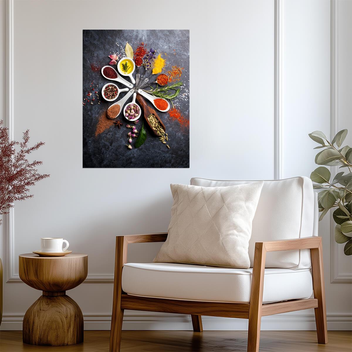 Spices and Herbs Arrangement | Culinary Photography | Rustic Kitchen Wall Poster