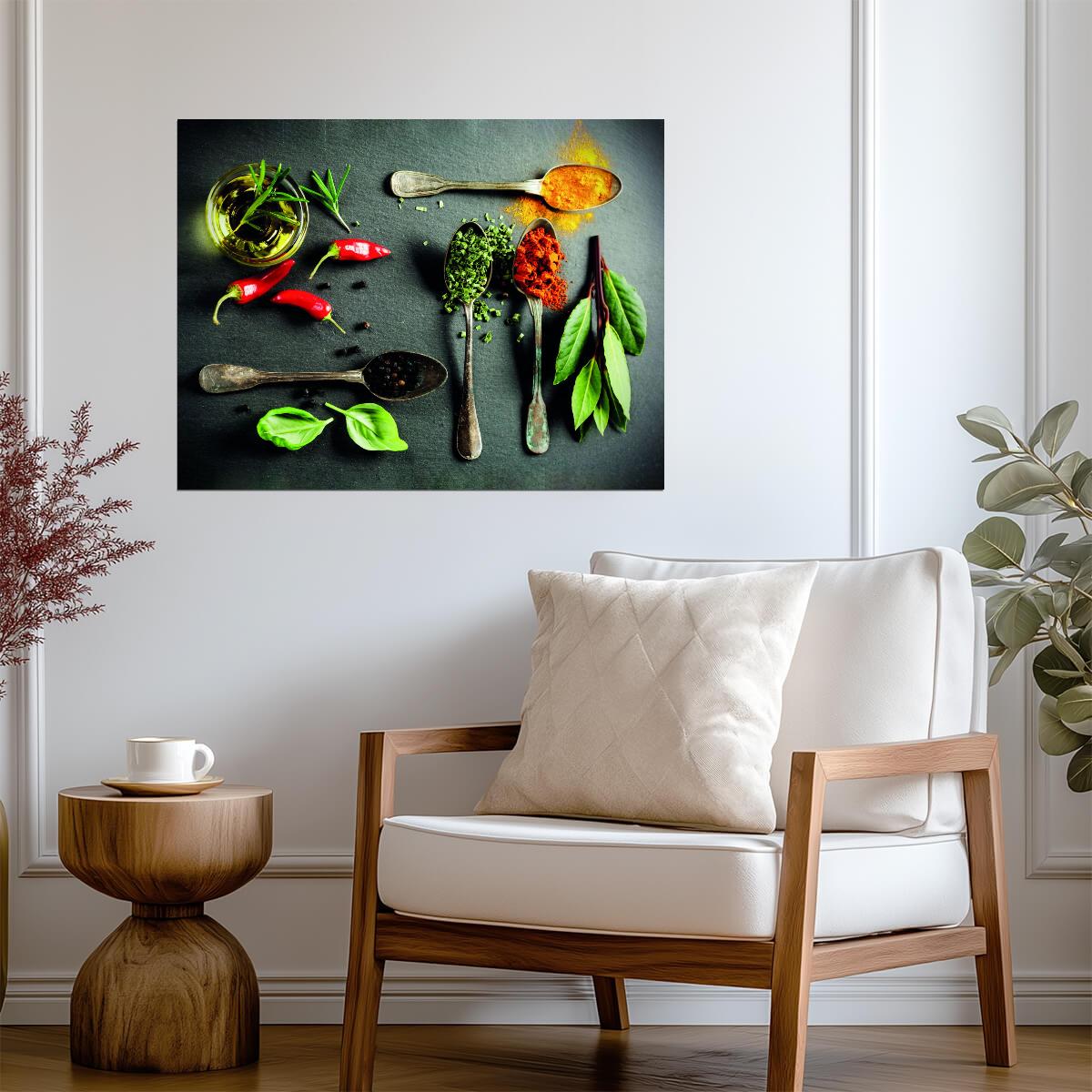 Spices and Fresh Herbs | Culinary Photography | Colorful Rustic Kitchen Poster