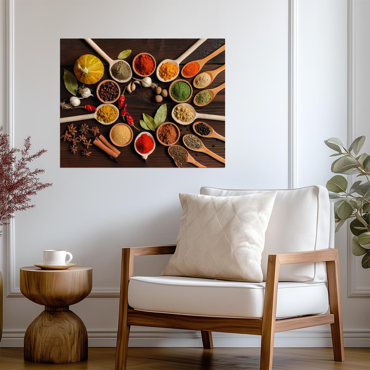 Colorful Spice Assortment | Rustic Culinary Photography | Kitchen Wall Poster