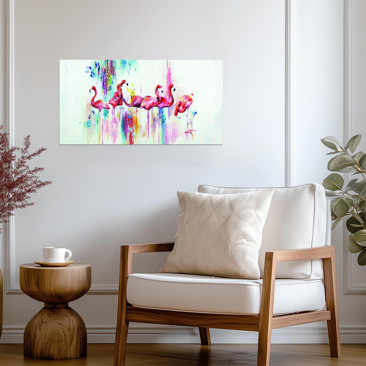 Vibrant Flamingo | Watercolor Art Print | Tropical Bird Wall Poster
