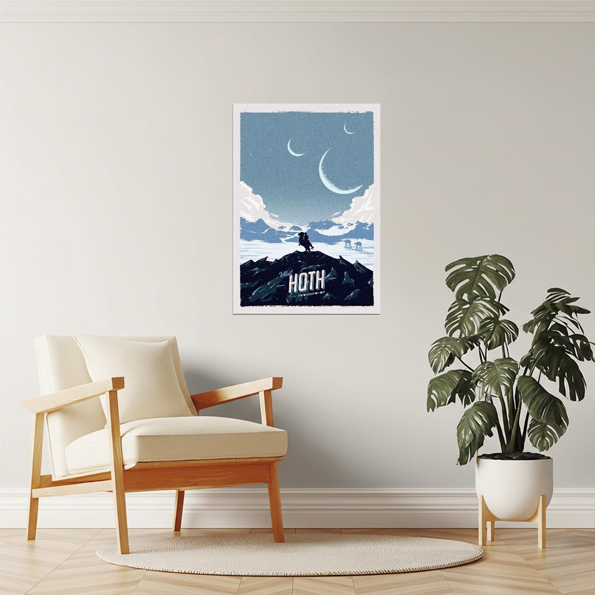 Hoth Travel Poster | Minimalist Star Wars Inspired Art | Sci-Fi Wall Decor